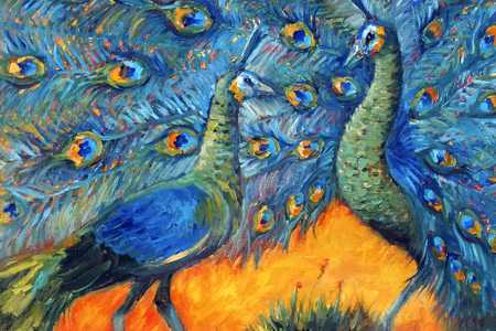 Canvastavla - Colorful Peacocks