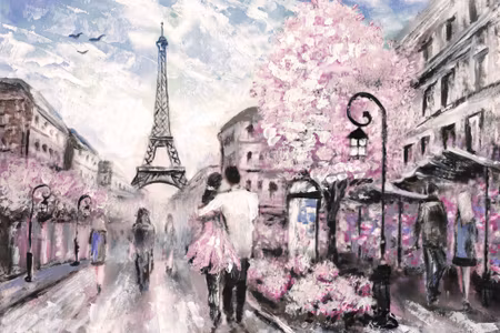 Canvastavla - Strollers on the Streets of Paris