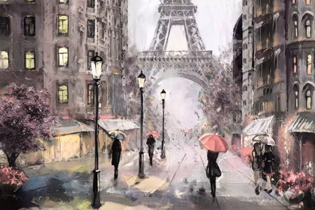 Canvastavla - A Parisian Street in Pastel Colours
