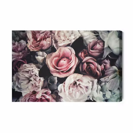 Canvastavla - Pink Flowers in Vintage Style
