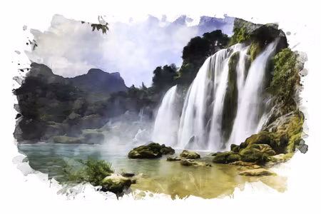 Canvastavla - Beautiful Landscape with Waterfall