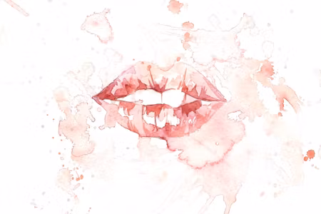 Canvastavla - Mouth in Watercolor