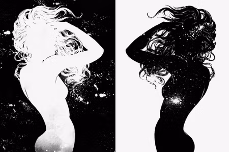 Canvastavla - Black and White Female Silhouettes