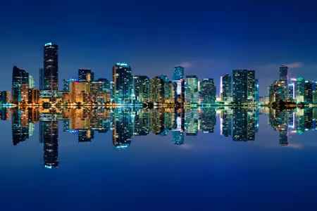 Canvastavla - Multipart Panorama of Miami By Night