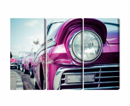 Canvastavla - Multipart Retro Style Car Headlight