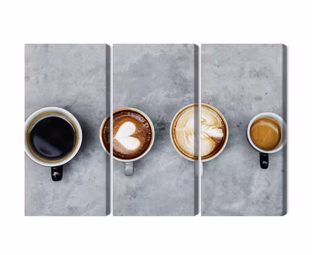 Canvastavla - Multipart Cups with Coffee