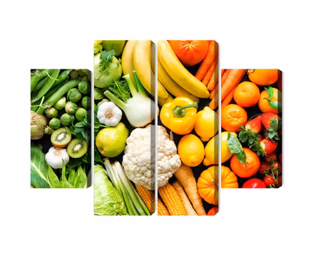 Canvastavla - Multipart Fruits and Vegetables in