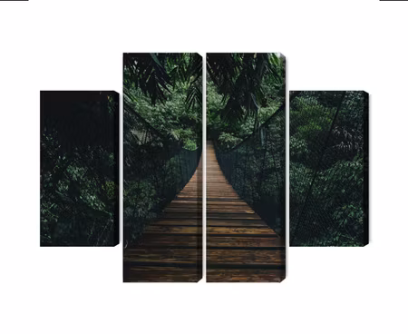 Canvastavla - Multipart Wooden Suspension Bridge