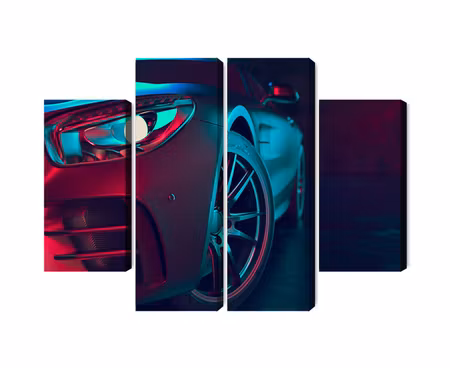 Canvastavla - Multipart Front of a D Sports Car