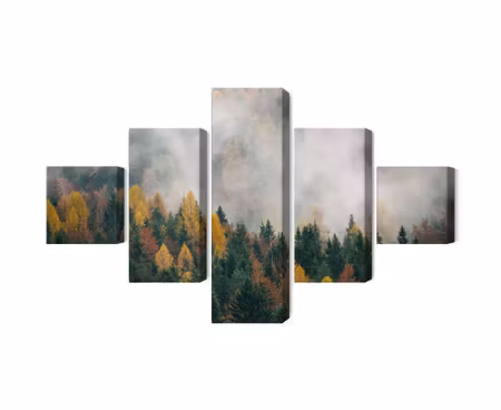Canvastavla - Multipart Autumn Forest in the Fog D