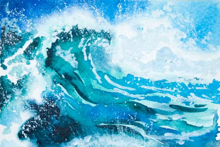Canvastavla - Watercolor Sea and Waves