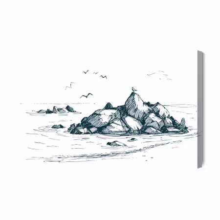 Canvastavla - Sea of Rocks and Seagulls