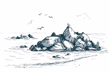 Canvastavla - Sea of Rocks and Seagulls