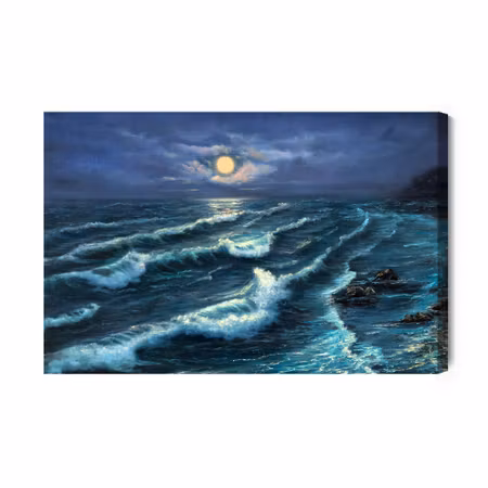 Canvastavla - Sea Waves and Moon