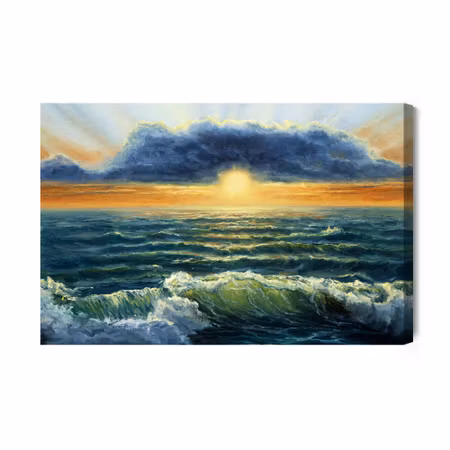 Canvastavla - Sea Waves and Clouds
