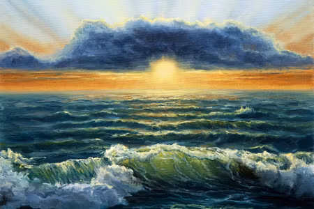 Canvastavla - Sea Waves and Clouds