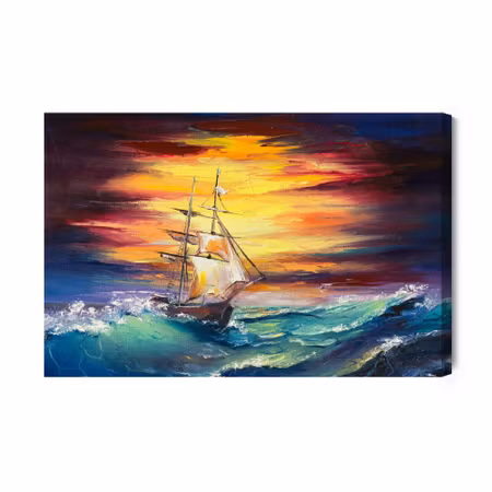 Canvastavla - Rough Sea and a Ship