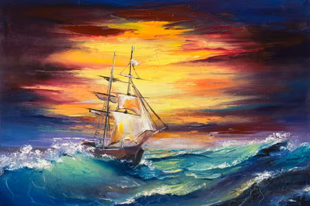 Canvastavla - Rough Sea and a Ship