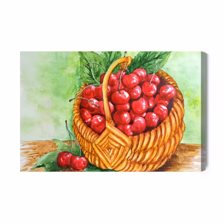 Canvastavla - A Basket of Cherries