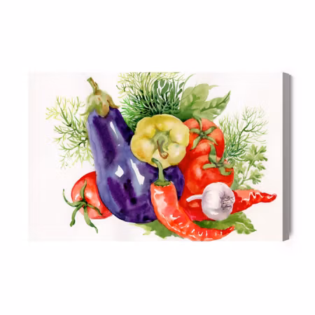 Canvastavla - Vegetables Painted in Watercolor