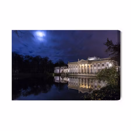Canvastavla - Palace in Warsaw At Night