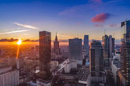 Canvastavla - Sunset in Warsaw