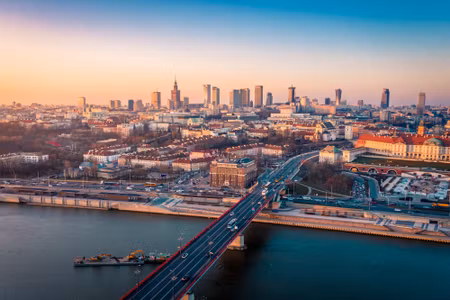 Canvastavla - Warsaw At Dawn