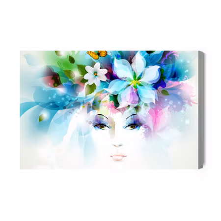 Canvastavla - Woman Amp S Face with Plants