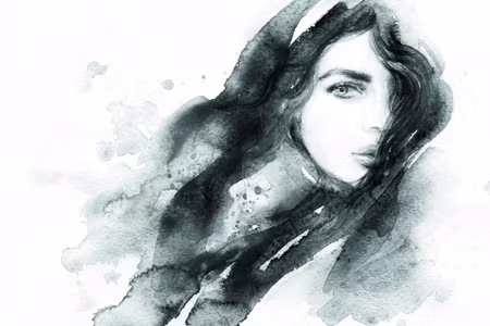 Canvastavla - A Female Portrait in Black and White