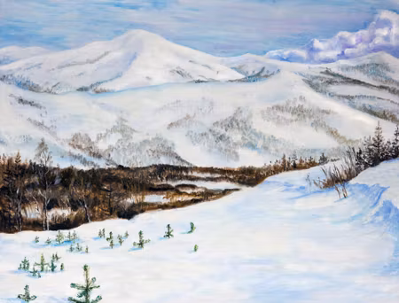 Canvastavla - Landscape with Snow-capped Mountains