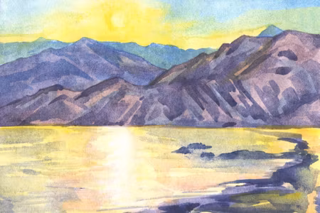 Canvastavla - Watercolor Mountain Landscape