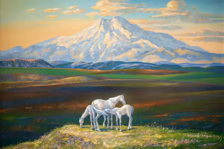 Canvastavla - Horses on the Background of