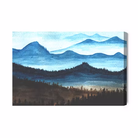 Canvastavla - Watercolor Mountain Landscape with