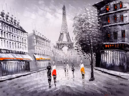 Canvastavla - People Admiring the Eiffel Tower