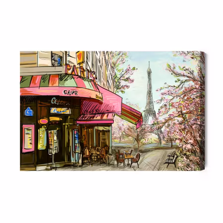 Canvastavla - Paris Cafe As Drawn