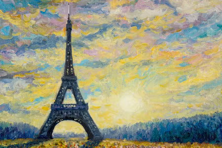 Canvastavla - Eiffel Tower and Sunset