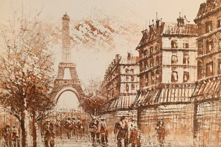 Canvastavla - Paris Panorama in Shades of Beige