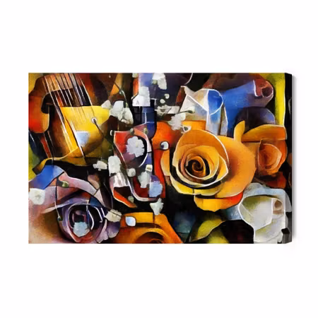 Canvastavla - Flowers in a Cubist Style