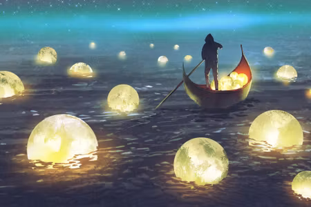 Canvastavla - Fishing for Moons At Sea