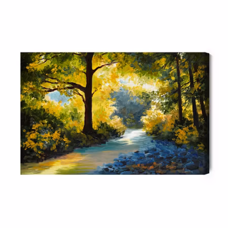 Canvastavla - A Forest Landscape As If Painted