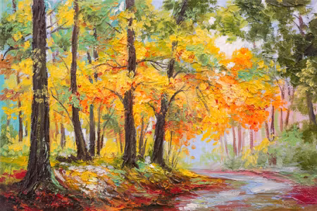 Canvastavla - Path in the Autumn D Forest