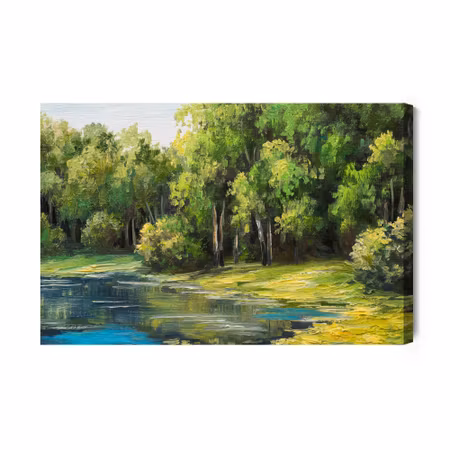 Canvastavla - View of the Lake in the Forest