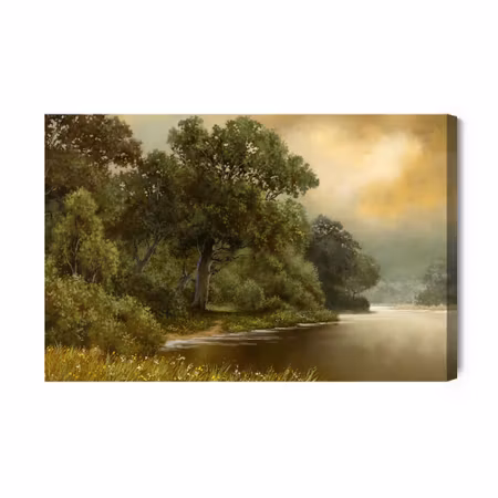 Canvastavla - Forest Landscape with a River