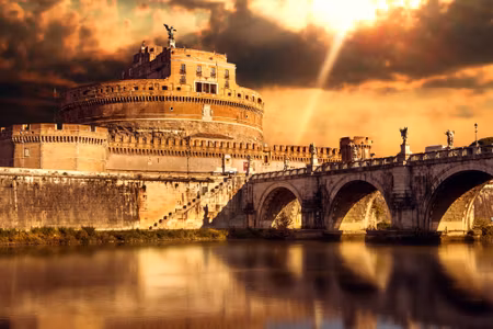 Canvastavla - View of Rome in Shades of Beige