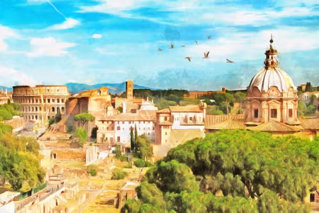 Canvastavla - Panorama of Rome Like Painted
