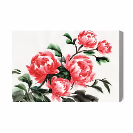 Canvastavla - Peonies Painted with Watercolor