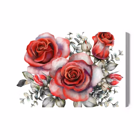 Canvastavla - Red Roses Painted with Watercolor