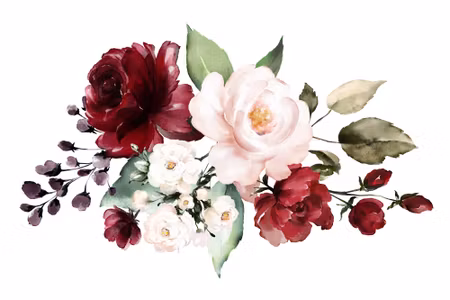 Canvastavla - Flowers and Rose Leaves As Painted