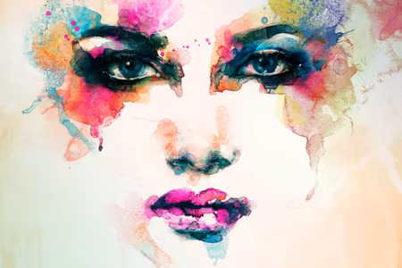 Canvastavla - Women S Face with Watercolour