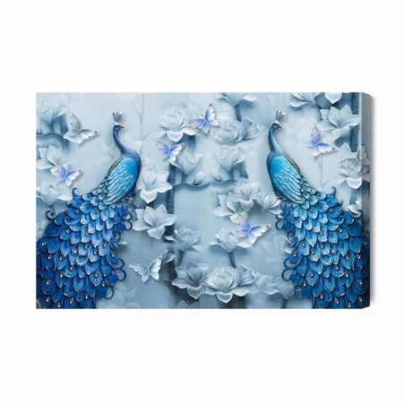 Canvastavla - Colorful Peacocks D Effect